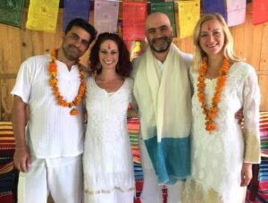meditation retreat - Tiffany photographed with her teachers at Somananda Tantra School