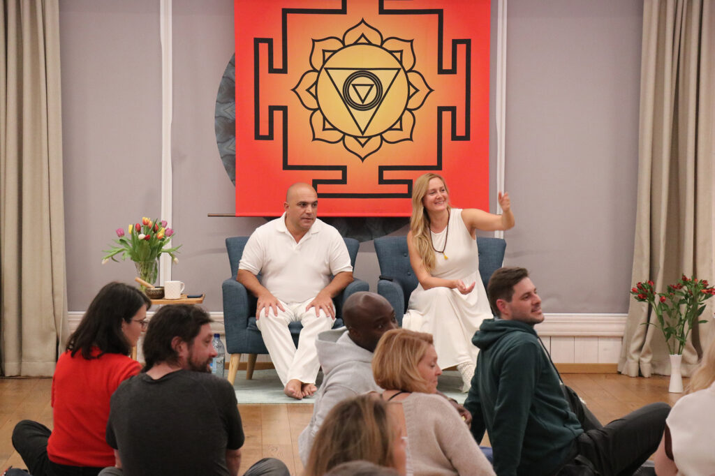 Sacred geometry symbols support the energy during Tantra teaching session